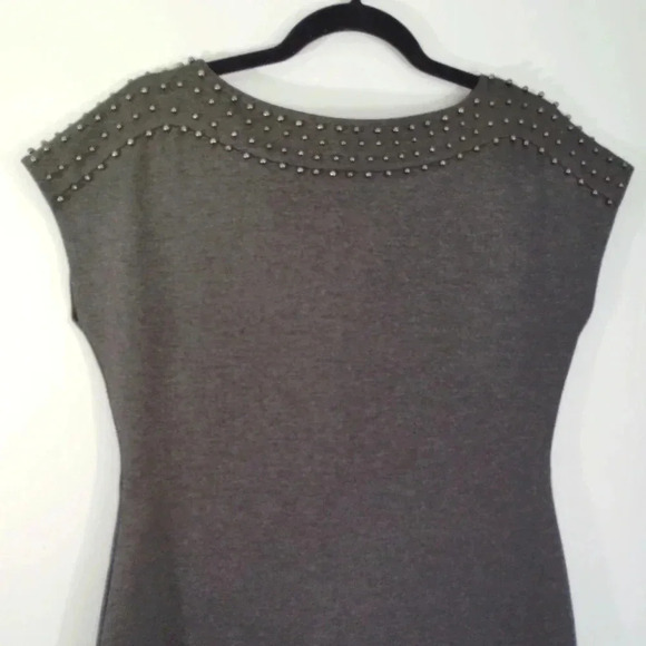 CLEARANCE Spense Minidress Beaded Collar Dress Charcoal Grey 8P - Picture 3 of 11